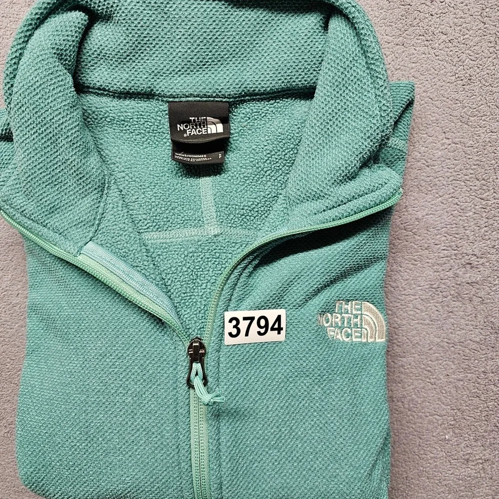The North Face Mens Small Green 1/4 Zip Textured Grid Fleece Pullover Jacket